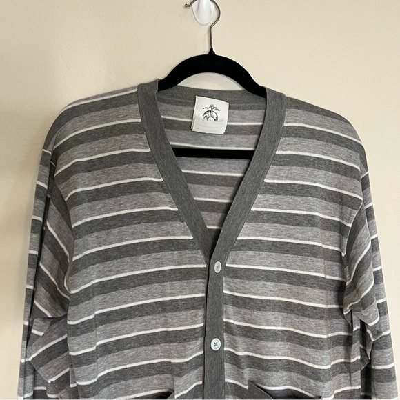 Brooks Brothers Gray and White V-Neck Cardigan 100% cotton - Picture 2 of 14